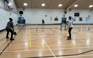 Pickleball in a gym